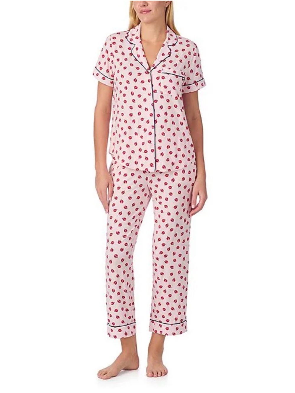NEW KATE SPADE Ladybug Print Short Sleeve Jersey Knit Cropped Pajama Set SZ 2X